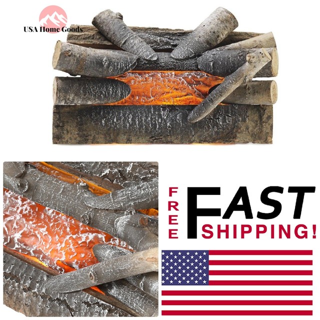 Pleasant Hearth 20 Natural Wood Electric Crackle Log Fireplace