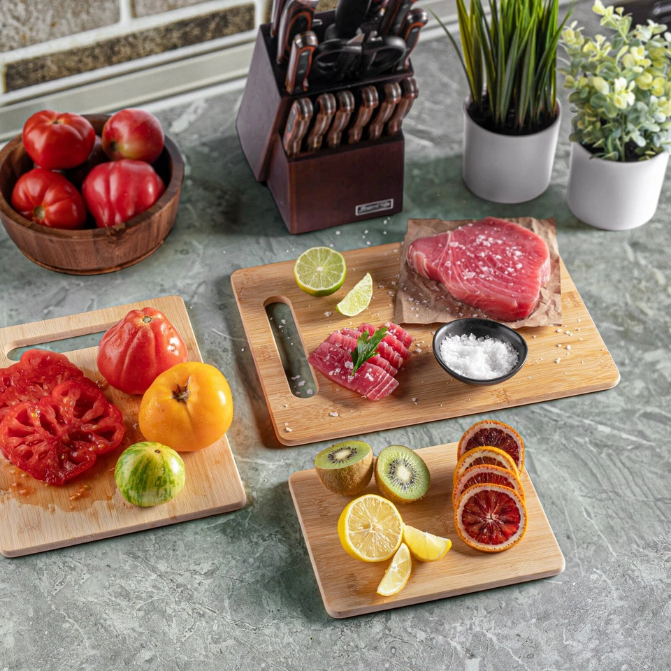 Bamboo Cutting Board 3 Piece Set, Wood Chopping Boards Serve Meat,Veggies,Cheese - Image 2 of 4