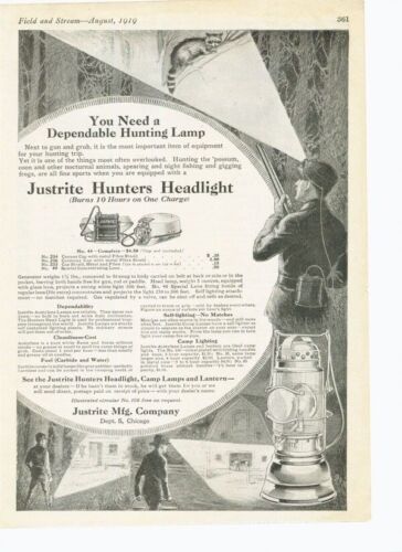 1919 JUSTRITE HUNTER HEADLIGHT WOOD TREE LAMP CAMP LANTERN GENERATOR 17202 - Picture 1 of 1