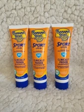 Banana Boat Sunscreen Lotion Sport Ultra SPF 30, 1oz, 3 Travel Size Tubes. 