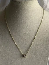 Vermeil 925 Gold Tone Necklace Cubic Zirconia Pendant Marked FAS 16”