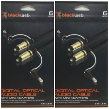 Blackweb Digital Optical Audio Cable connects TOSLINK optical audio devices 2PKS