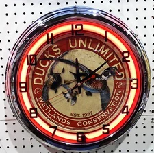 17" DUCKS UNLIMITED Sign Neon Clock Wetlands Conservation