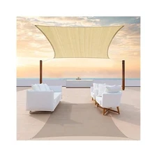 12x20ft UV Block Shade Sail, Beige, Breathable, Reinforced, Easy to Install