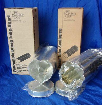 PAMPERED CHEF BREAD TUBES (x2) Scalloped #1565 & Heart # 1560