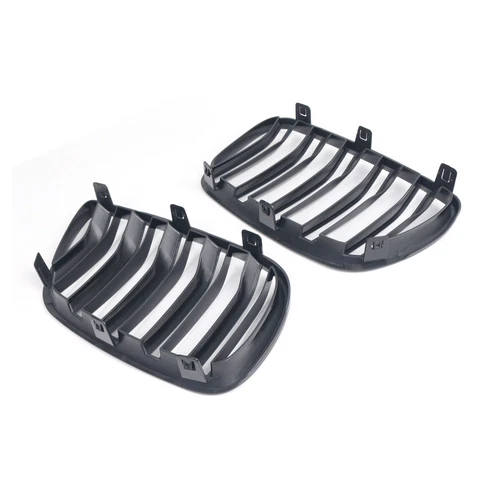Gloss Black Double Line Front Kidney Grille Grill For 2007-2010 BMW X3 E83 ABS - Foto 8 di 10