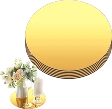 6 Pcs 12 Inch Acrylic Round Mirrors for Tables Centerpieces Circle Gold 