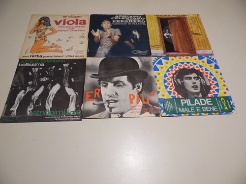 Six Italian Music 45rpm Records by Adriano Celentano