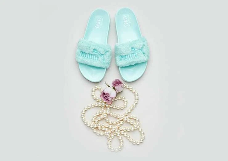 Scarpe sandali Puma x Rihanna Fenty Fur Slide Wns Bay verde donna 365772 01