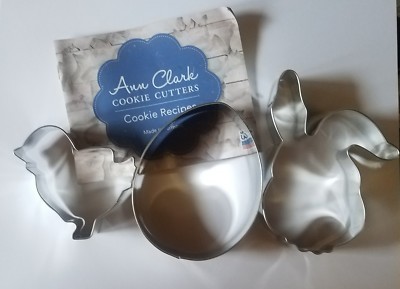 New Ann Clark Tin Plated Steel Easter Cookie Cutter Set,3 pcs chick, rabbit, egg