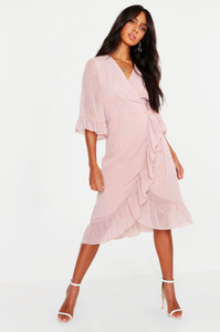 blush wrap dress