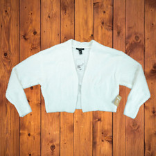 NWT Forever 21 Women Cardigan Sweater Open Front Long Sleeves White Size S