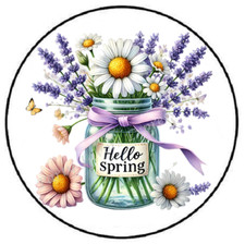 HELLO SPRING FLOWERS IN MASON JAR ENVELOPE SEALS LABELS STICKERS PARTY FAVORS