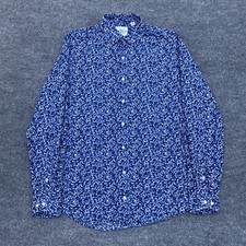 Ben Sherman Shirt 15 32-33 Tailored Skinny Fit Stretch Blue Floral Shirt