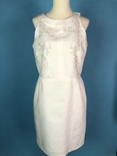Ann Taylor Loft Ivory Linen Cotton Sleeveless Dress with Lace Bodice Size 6
