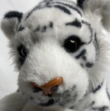 Vintage Plush Siberian White Tiger 15 In Long Cub Brown Eyes And Pink Nose 2