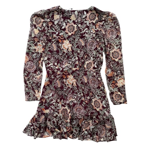 BB Dakota Steve Madden Womens Sz Medium Port Maroon Floral Fancy That Mini Dress - Picture 2 of 19
