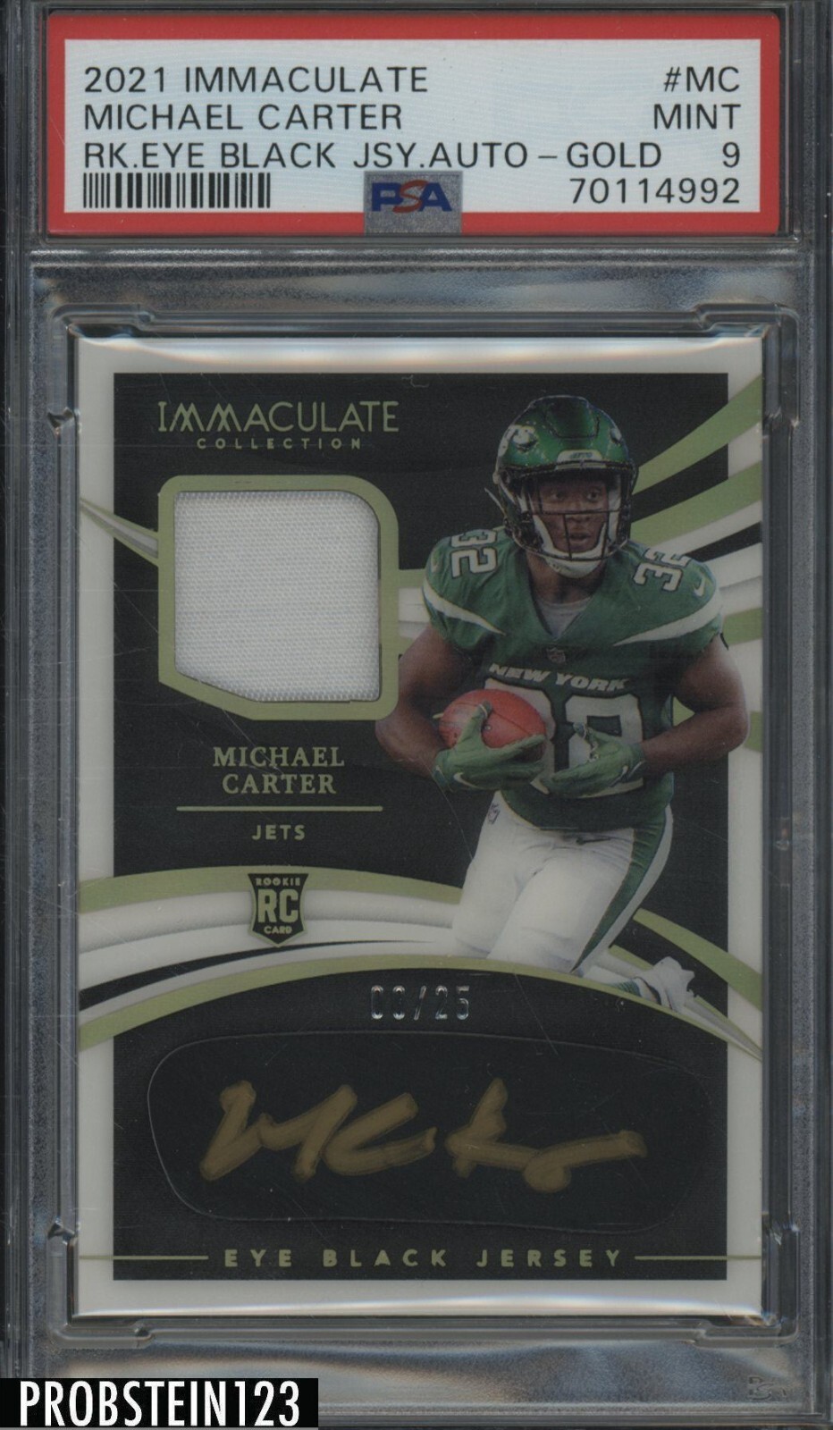 Michael Carter Panini Immaculate Collection Rookie Eye Black Jersey Autographs #MC Gold
