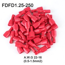 100 tlg Flachsteckh&uuml;lse Kabelschuhe Flachsteckh&uuml;lsen rot vollisoliert 6,3mm