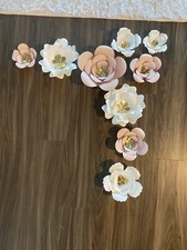 Large Paper Flowers set , Backdrop, Wedding, Nursery Decor , Pink  White