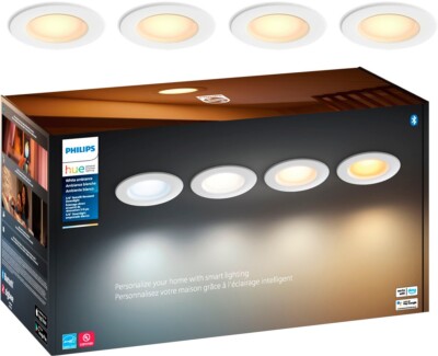 Philips Hue 5/6'' Recessed Downlight (White Ambiance, 4-Pack)