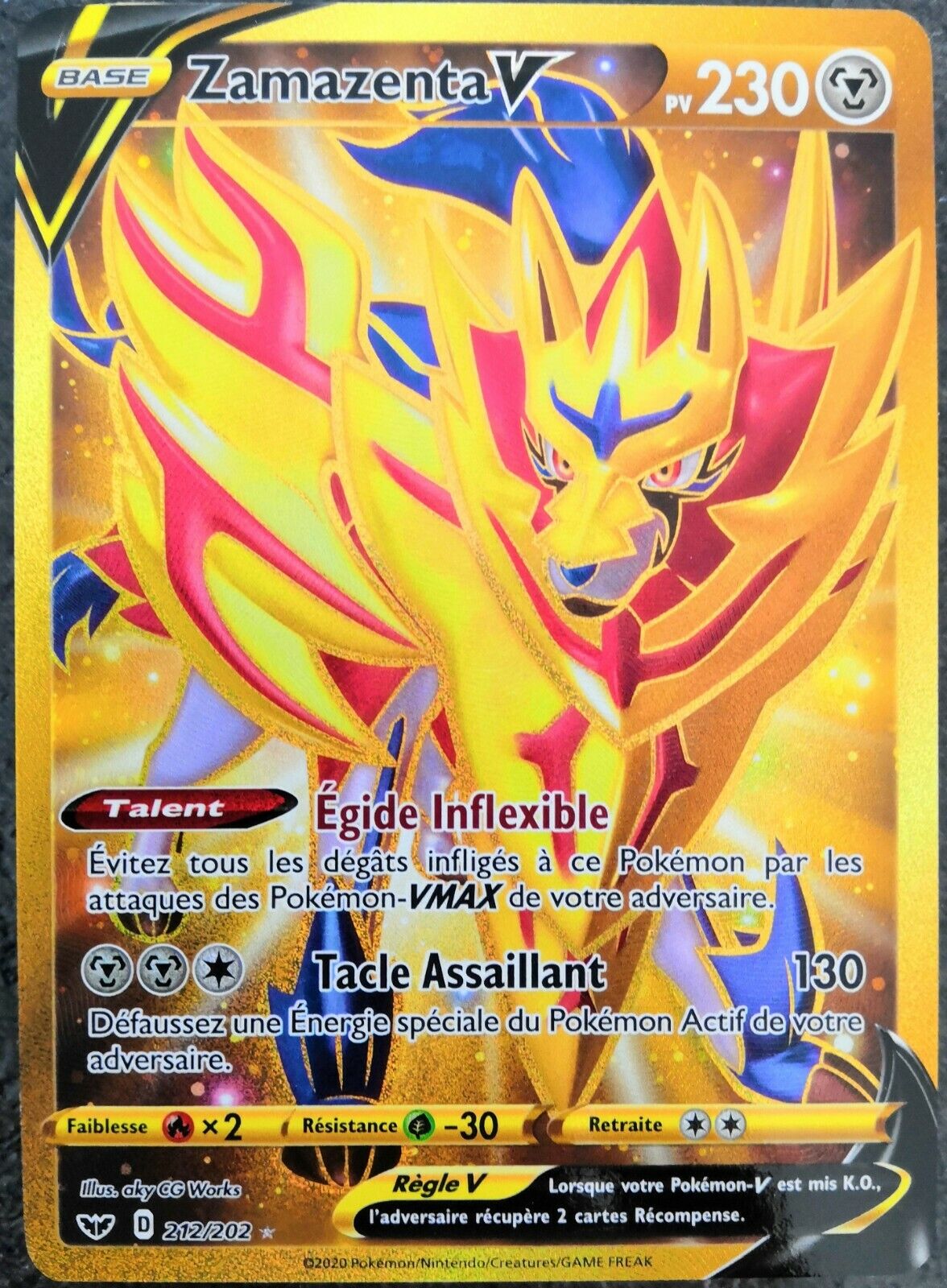 Zamazenta V Gold Secret - 212/202 - Sword & Shield – Card Cavern