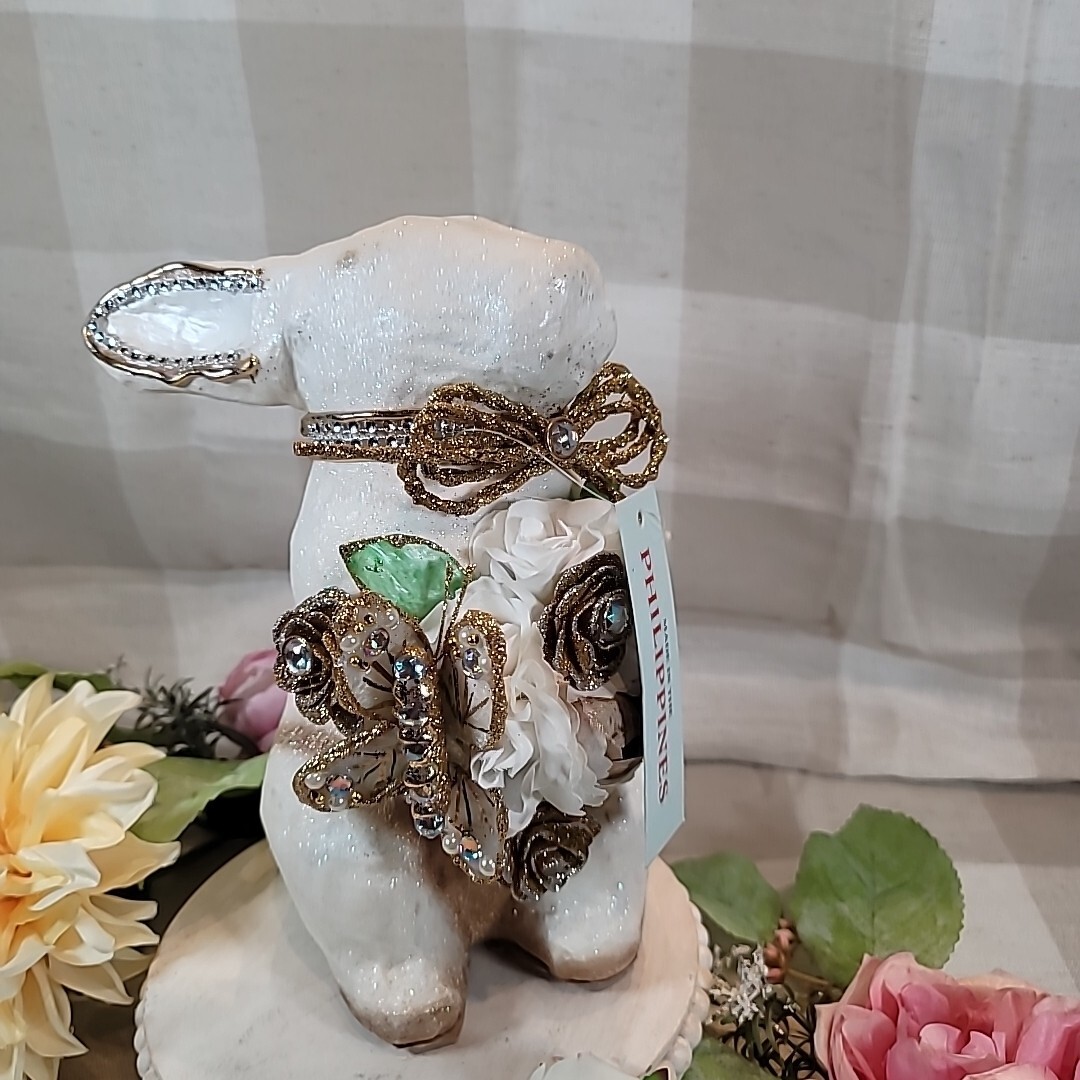 Jeweled Rabbit Embellished Rhinestones Flowers Butterfly Easter Spring