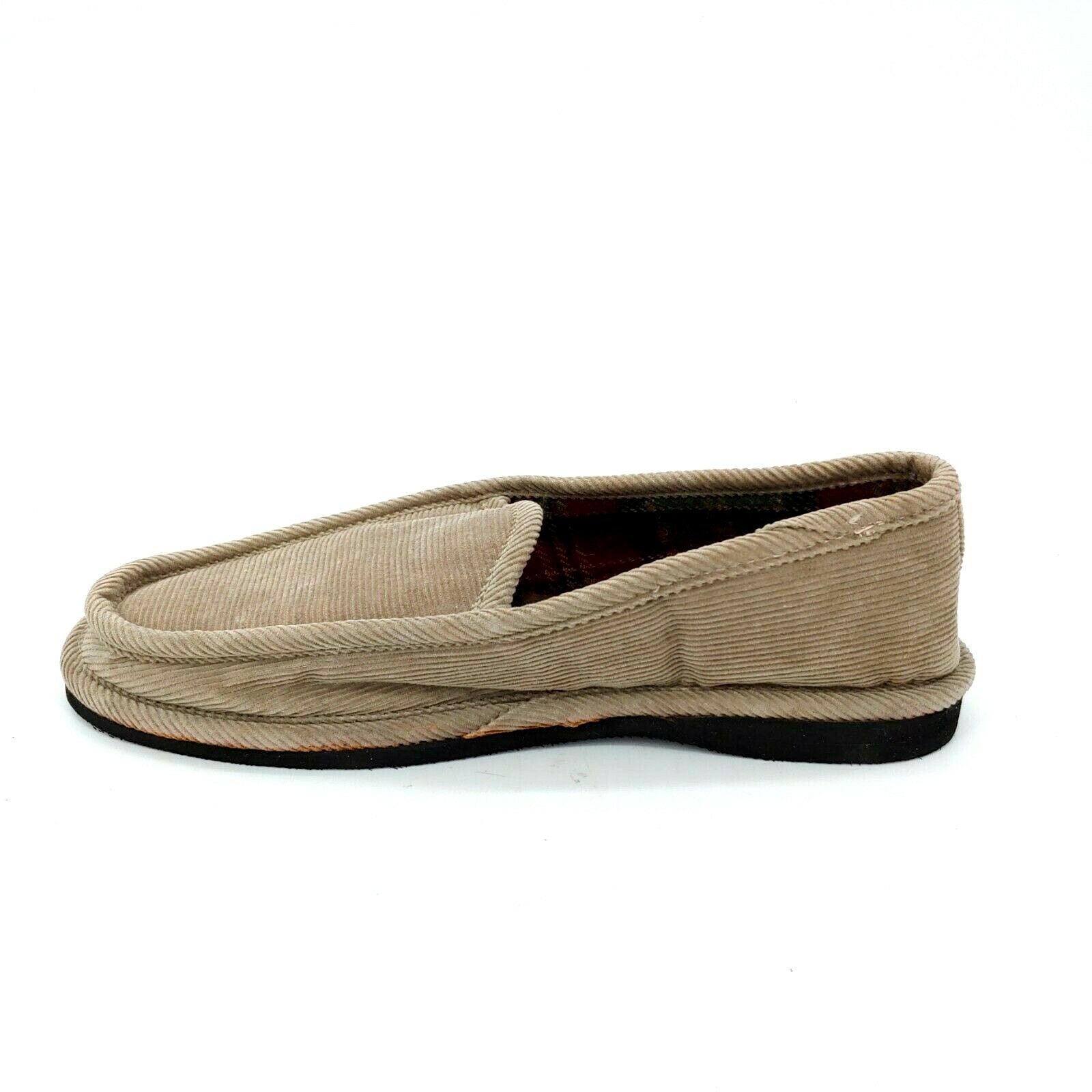 Lands End Mens Slip On Moccasin Slipper Dark Tan Cord… Gem
