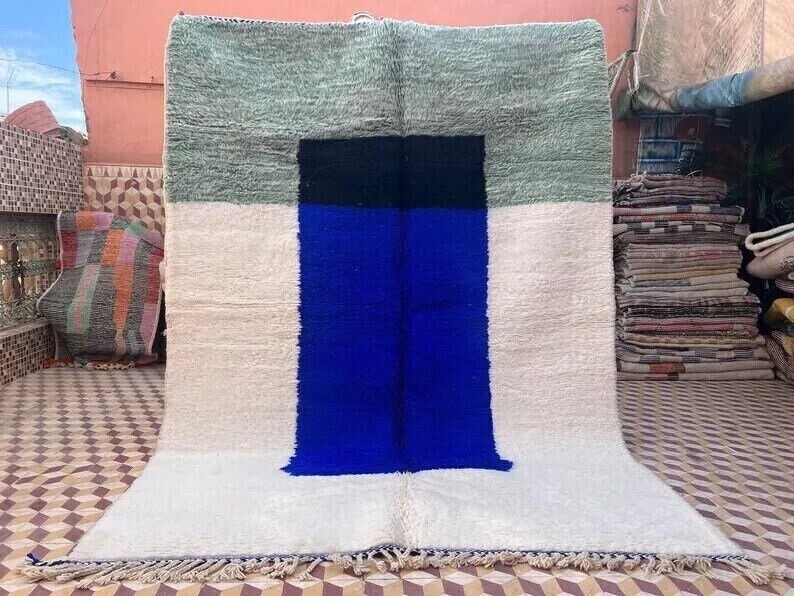 Moroccan Beni Ourain Berber wool rug handmade modern boho style