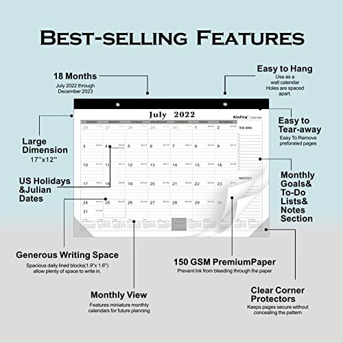 Large Desk Calendar 2022-2023 17 x 12 Inch - Monthly Desktop Calendar From  Ju... | eBay