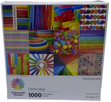 Colorful Collage Jigsaw Puzzle NEW 1000 Pc 27.5 X 19.7" Priority Mail Ship
