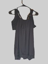 Black Athletic Tank Top Size 10 Built In Bra Strappy Back Activewear Soft
