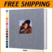 Gray Linen Photo Album 80 Pages 4x6 5x7 Magnetic Scrapbook