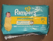 Pampers Swaddlers Diapers P1 Preemie under 6LB, 27pack 7cans