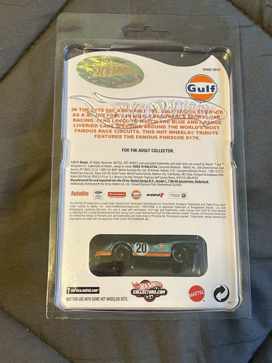 Hot Wheels RLC/Red Line Club GULF Porsche 917K LOW NUMBER #225