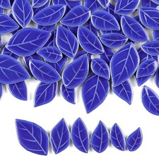 Colorful Ceramic Mosaic Tiles 200g for DIY Crafts - Sapphire Blue Leaves