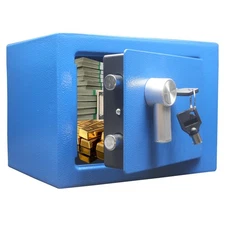 Steel Safe Box - Key Locked, 0.2 Cubic Ft Small Home Safe for Cash & Jewelry ...