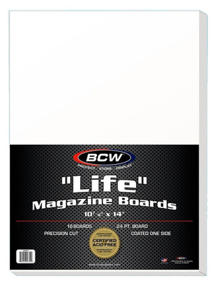10 BCW Life Magazine Size Backing Boards Lobby Card Storage Backer 10-7/8 x 14''