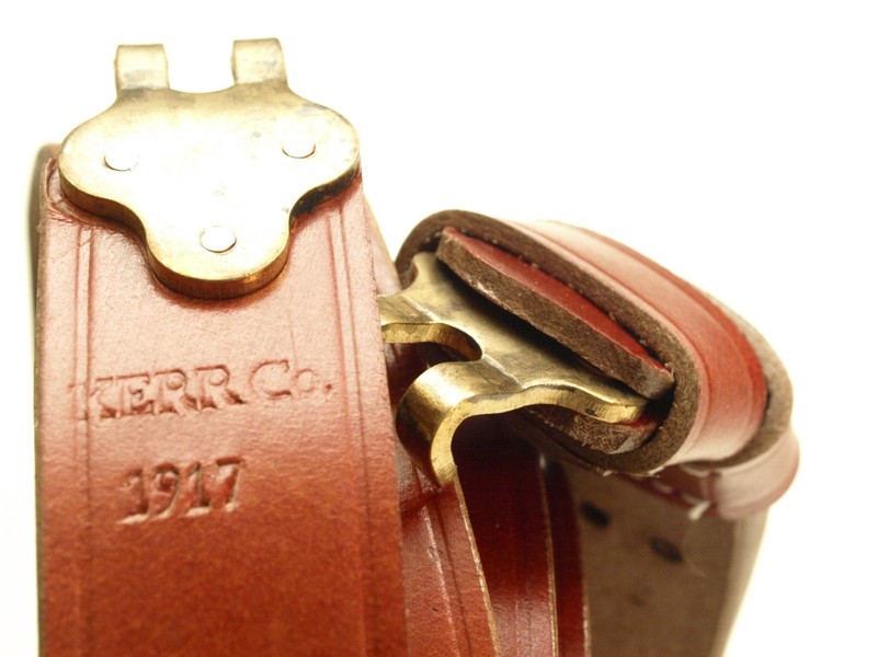 CUSTOM SECURE HOOK KERR CO.  1917  M1907 SLING LEATHER  "GI" HOOKS conditioned