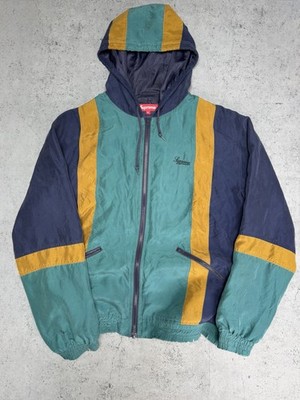 NWT Supreme Script Logo Paneled Silk Hooded Track Jacket Men's M SS17 Authentic