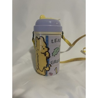 Disney Classic Winnie the Pooh Child s Plastic Puzzle Slide Picture Mug Cup EUC