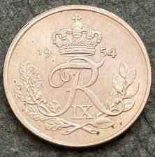 CIRCULATED COIN / 1954 DENMARK / 10 ORE