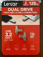 2 LEXAR 128GB USB 3.2 JUMP-DRIVE USB-A USB-C NEW-SEALED