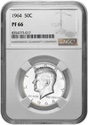 1964 50c Silver Proof Kennedy Half Dollar NGC Graded PF 66 with New Holder