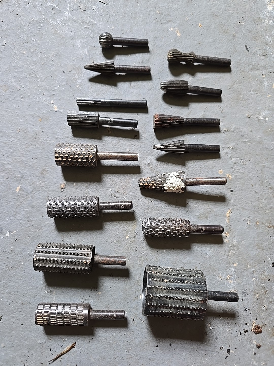 Mixed Rotary Burr Set Carbide & Rasp Drums 1/4&rdquo; Shank Die Grinder Bits Lot Of 15