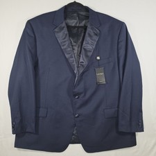 Lauren Ralph Lauren Navy Tuxedo Jacket 2-Button Satin Shawl Lapel 50R Twill Wool