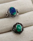 Lot of 2 Vintage Sterling Silver Southwestern or Native Rings with Gems