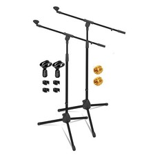 5 Core Microphone Stand Pair Floor 72" Adjustable w Telescoping Boom Arm