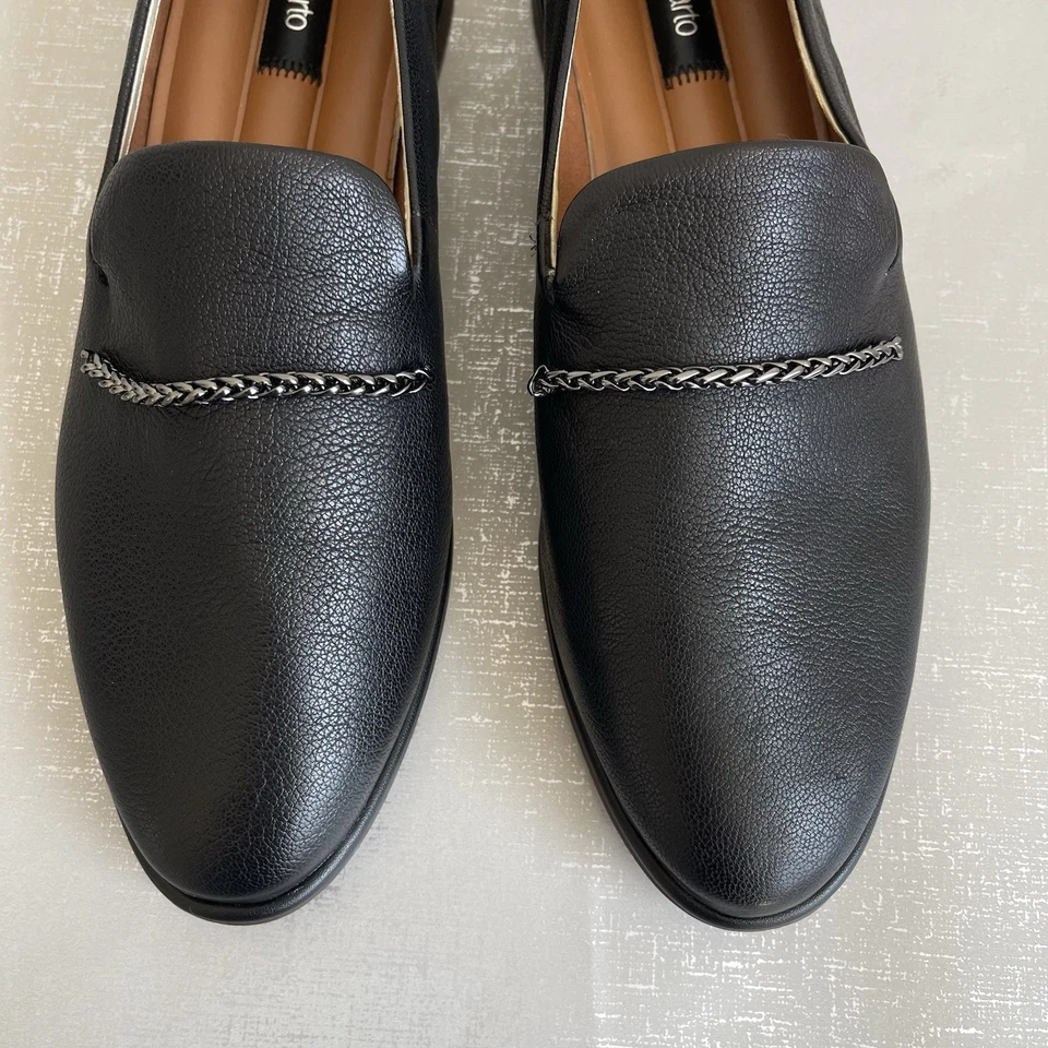 Mocasines Franco Sarto Hanah de cuero negro para mujer 10 M zapatos cómodos sin cordones Foto 3 de 4