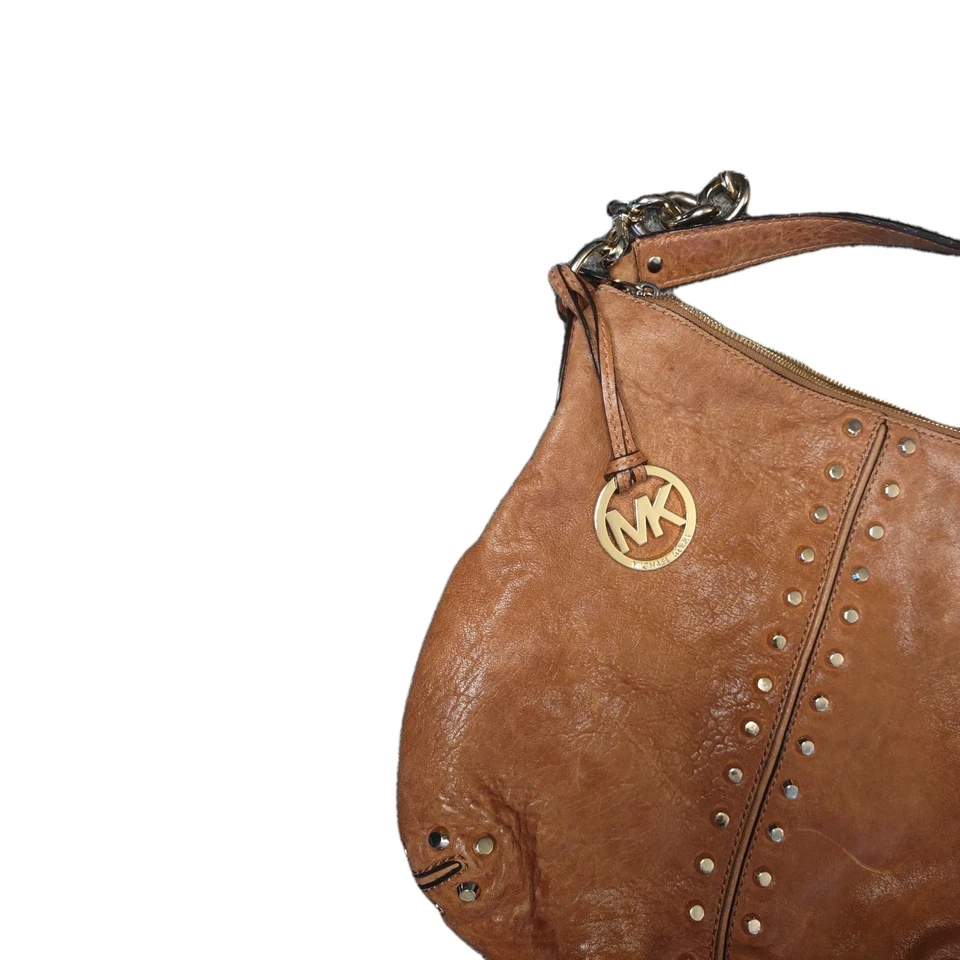 Bolsa de ombro Michael Kors Uptown Astor cravejada rebite couro marrom bolsa hobo - Imagem 2 de 4
